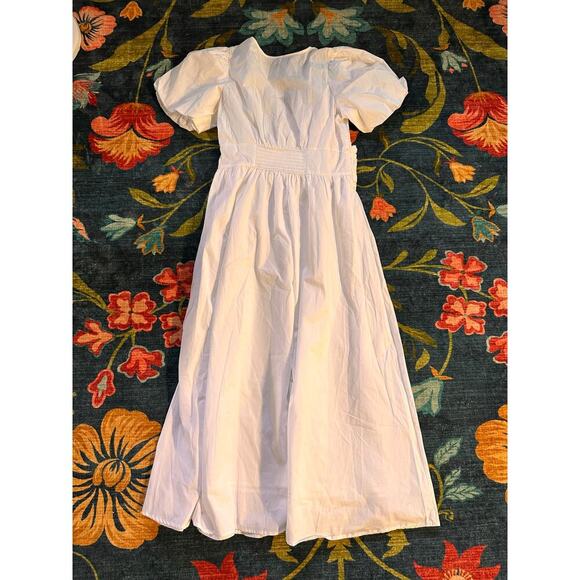 NWT Moon River White Poplin Bow Puff-Sleeve Dress Size Large - Picture 5 of 8